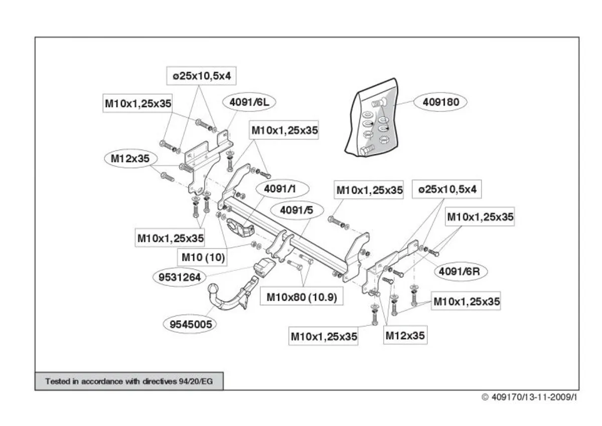 Фаркоп Brink для Mitsubishi Outlander 2003-2007 409100 в 