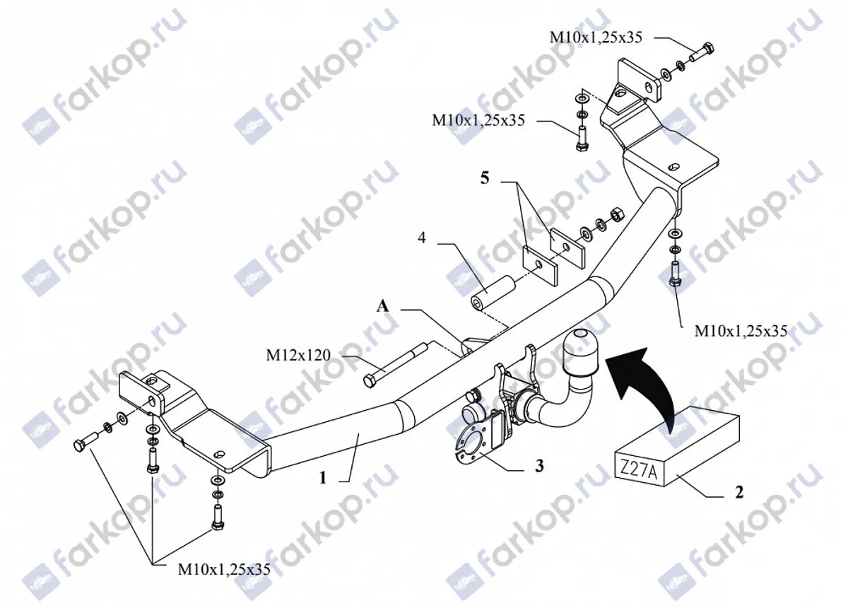 Фаркоп Auto-Hak для Mitsubishi Space Wagon 1998-2003 Z 27A в 