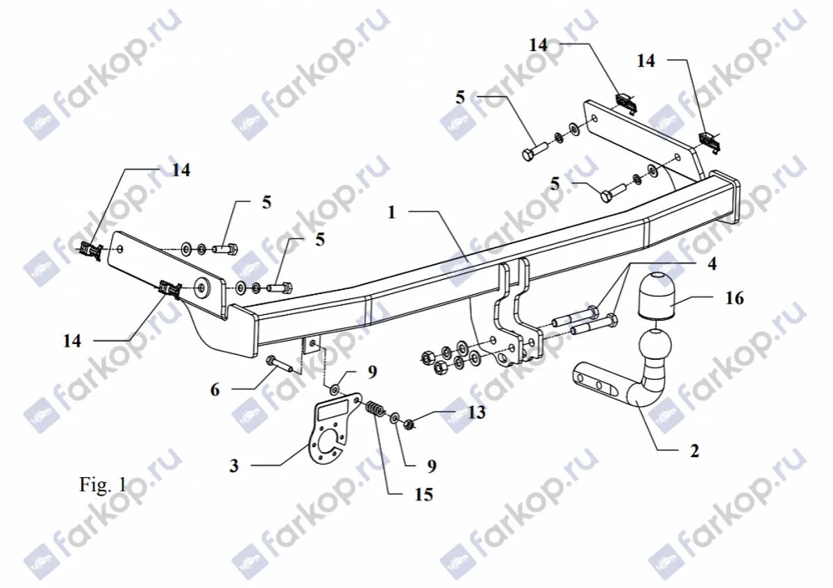 Фаркоп Auto-Hak для Peugeot 206 (3,5 дв) 1998-2003 F 14 в 