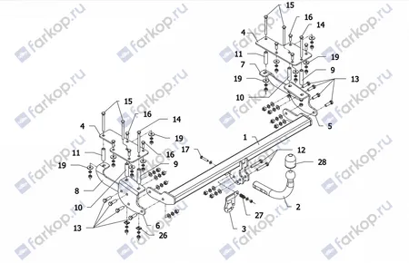 Фаркоп Auto-Hak для Suzuki SX4 (5 дв, привод на 4 колеса) 2006-2016 W 26 в 