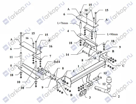 Фаркоп Auto-Hak для Suzuki SX4 (4 дв) 2007-2016 W 27 в 