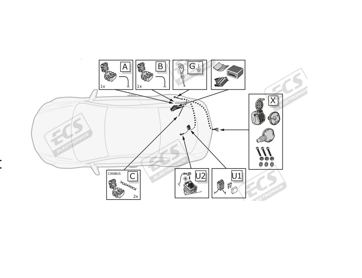 Электрика фаркопа ECS (7 pin) для BMW X6 2014-2019 BW028B1 в 