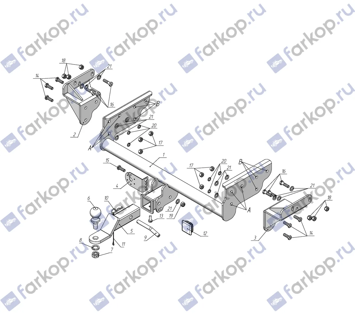 Фаркоп Лидер Плюс для Mitsubishi L200 2014-2016, (вкл.Long) M116-E в 