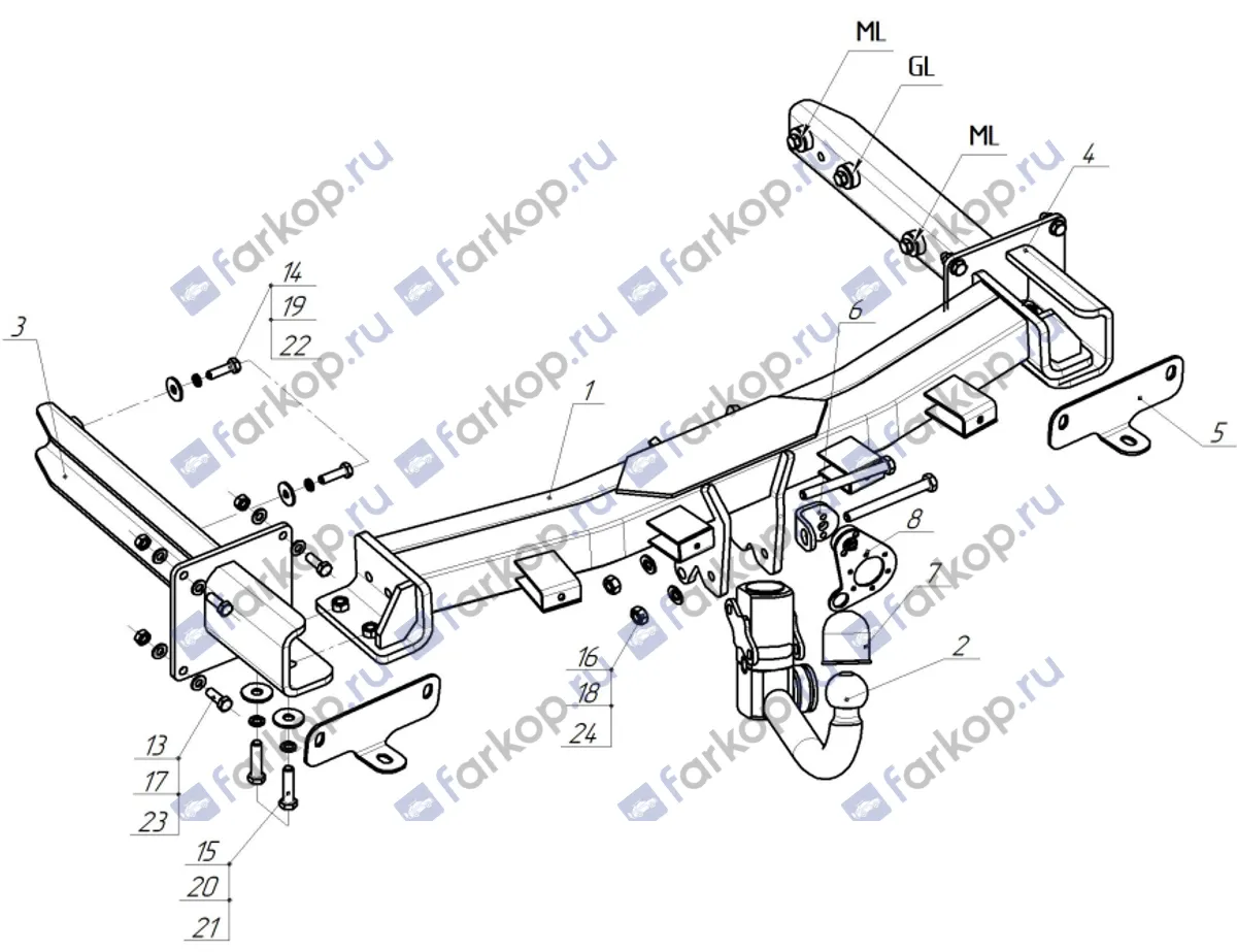 Фаркоп Oris для Mercedes GLE 2016-2018 2255-D2 в 