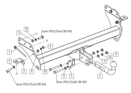 Фаркоп Baltex для Jeep Grand Cherokee 2010-2022 Арт. 049115 049115 в Санкт-Петербург
