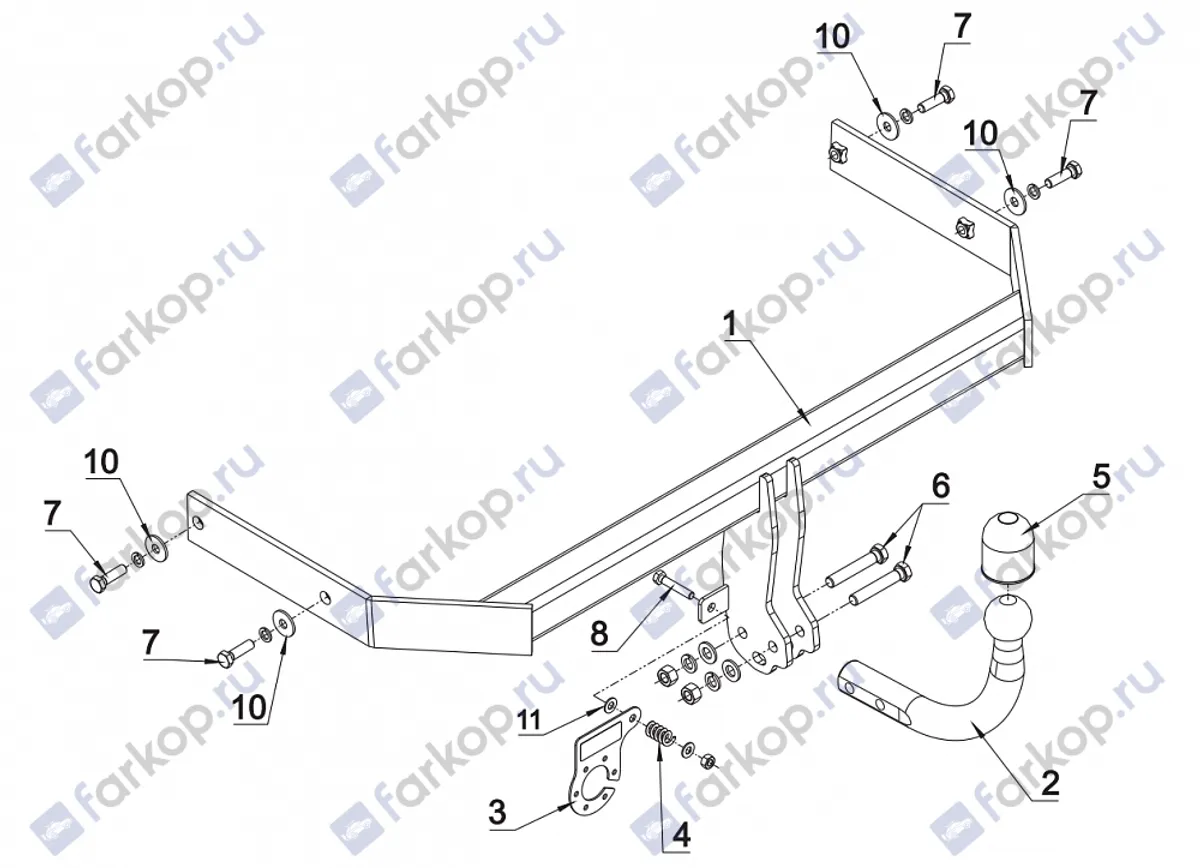 Фаркоп Auto-Hak для Audi A1(кроме S1) 2010-2015 K 52 в 