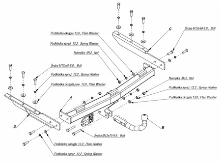 Фаркоп Imiola для Dodge Grand Caravan 2001-2008 (кроме STOWn GO) CH.003 в 