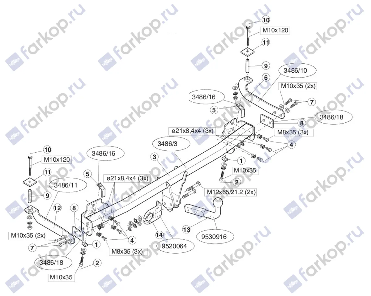 Фаркоп Brink для Fiat Doblo 2000-2015 348600 в 