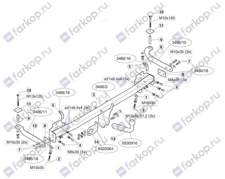 Фаркоп Brink для Fiat Doblo 2000-2015 348600 в 