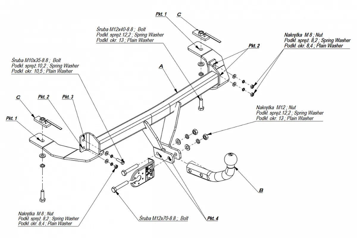 Фаркоп Imiola для Fiat Panda (2WD) 2003-2012 F.022 в 