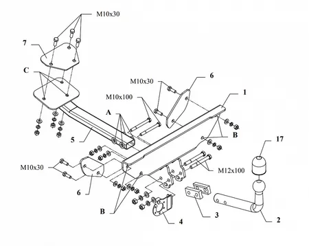 Фаркоп Auto-Hak для Fiat Punto 1993-1999 R 07 в 