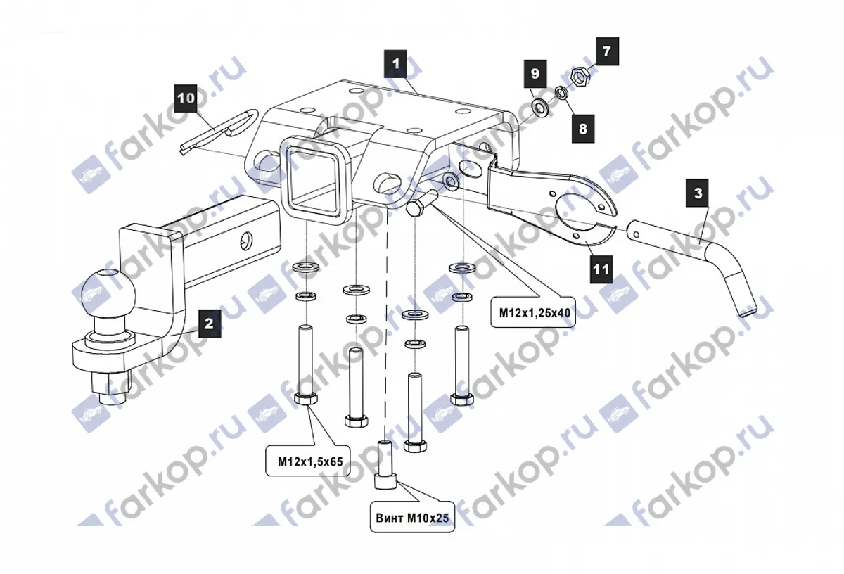 Фаркоп Baltex для Volkswagen Amarok 2010- 26.1945.31Z в 