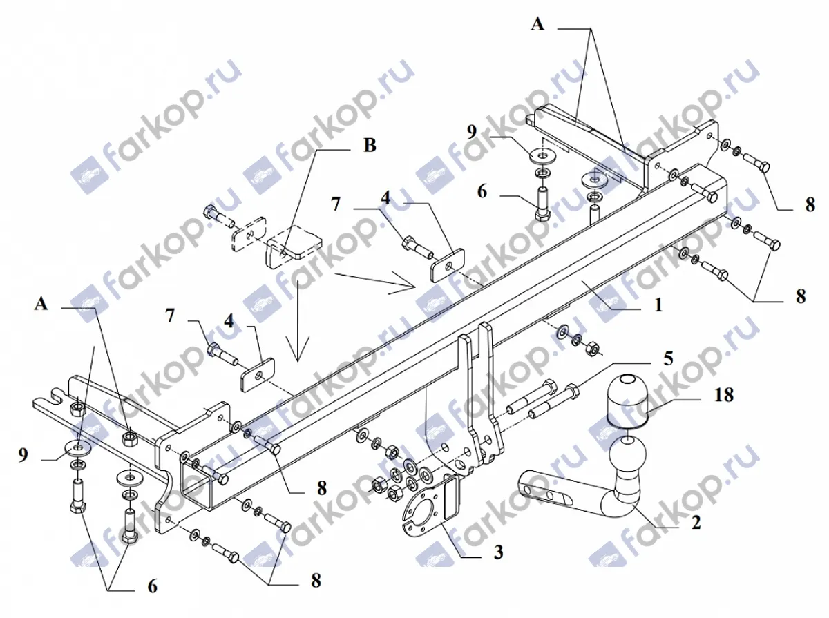 Фаркоп Auto-Hak для Kia Carnival 2000-2005 T 16 в 