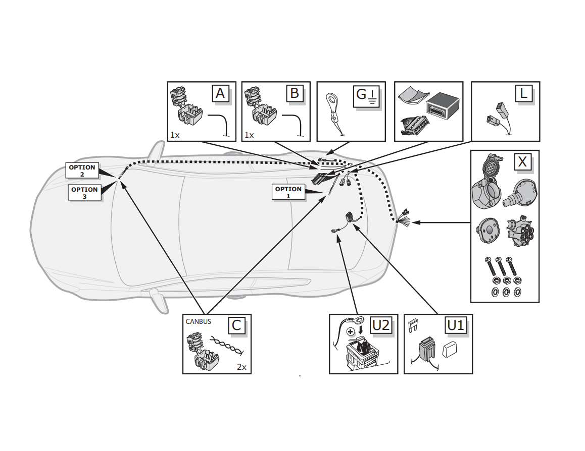 Электрика фаркопа ECS (7 pin) для BMW X6 (G06) 2019-2023 BW031B1 в 