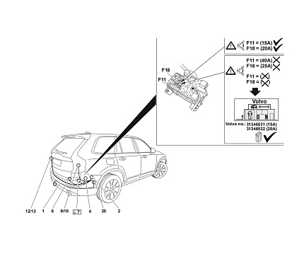 Электрика фаркопа Westfalia (13 pin) для Volvo XC90 2015- 320102300113 в 