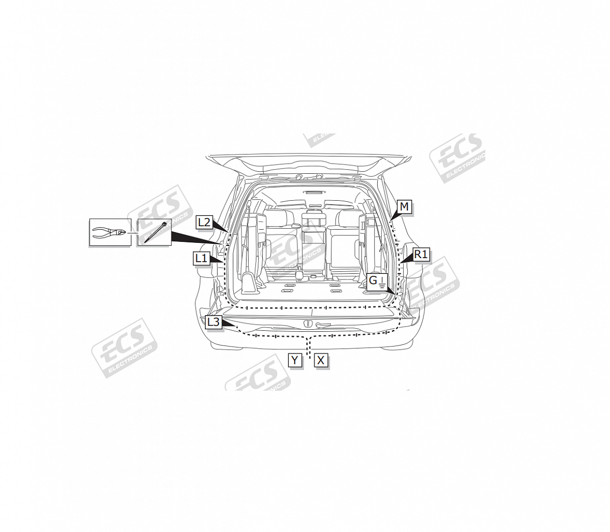 Электрика фаркопа ECS (7 pin) для Toyota Land Cruiser J200 2007-2021 TO216BB в 