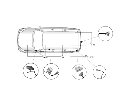 Электрика фаркопа Hak-System (13 pin) для Peugeot 5008 2017- 21500628 в 