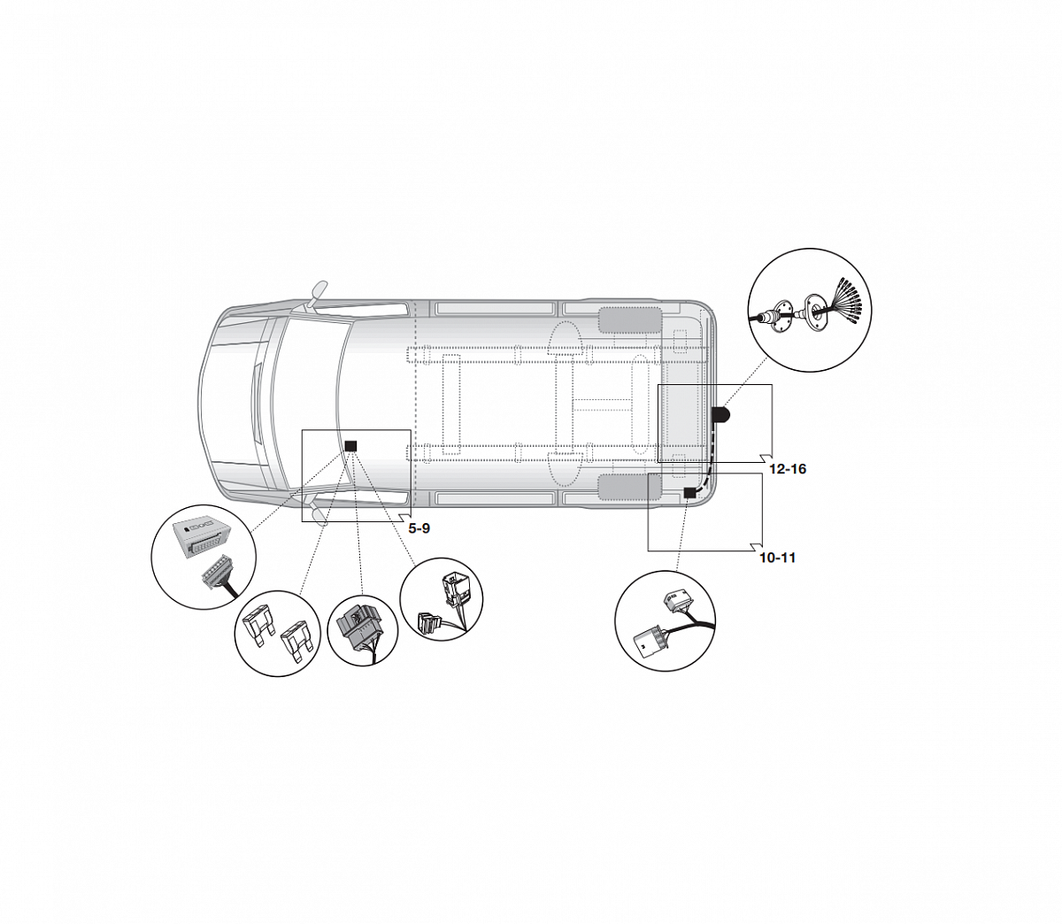 Электрика фаркопа Hak-System (13 pin) для Mercedes Sprinter 2018-, (для а/м с подготовкой) 21040538 в 