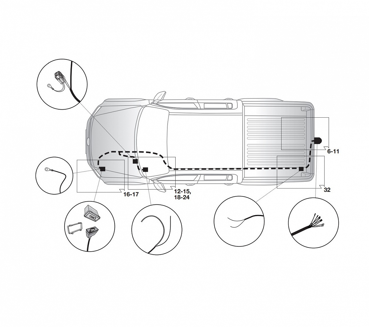 Электрика фаркопа Hak-System (7 pin) для Volkswagen Amarok 2010-, (без подготовки) 12270551 в 