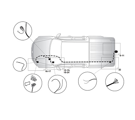 Электрика фаркопа Hak-System (7 pin) для Volkswagen Amarok 2010-, (без подготовки) 12270551 в 