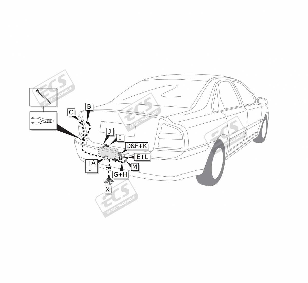 Электрика фаркопа ECS (7 pin) для Volvo S60 2004-2010 VL010BL в 