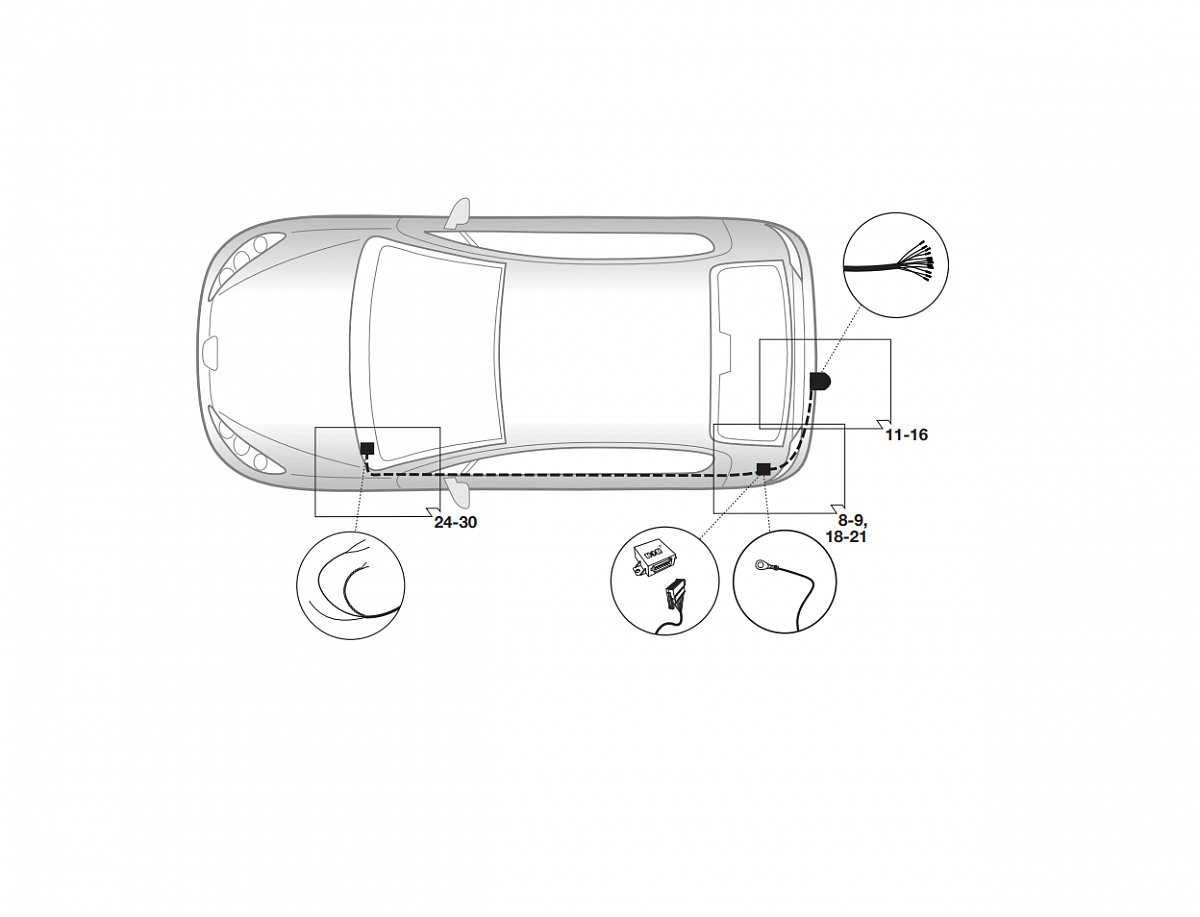 Электрика фаркопа Hak-System (13 pin) для Peugeot 207 (3/5 дв. хетчбек, кабриолет, унив) 2006-2015 21500558 в 