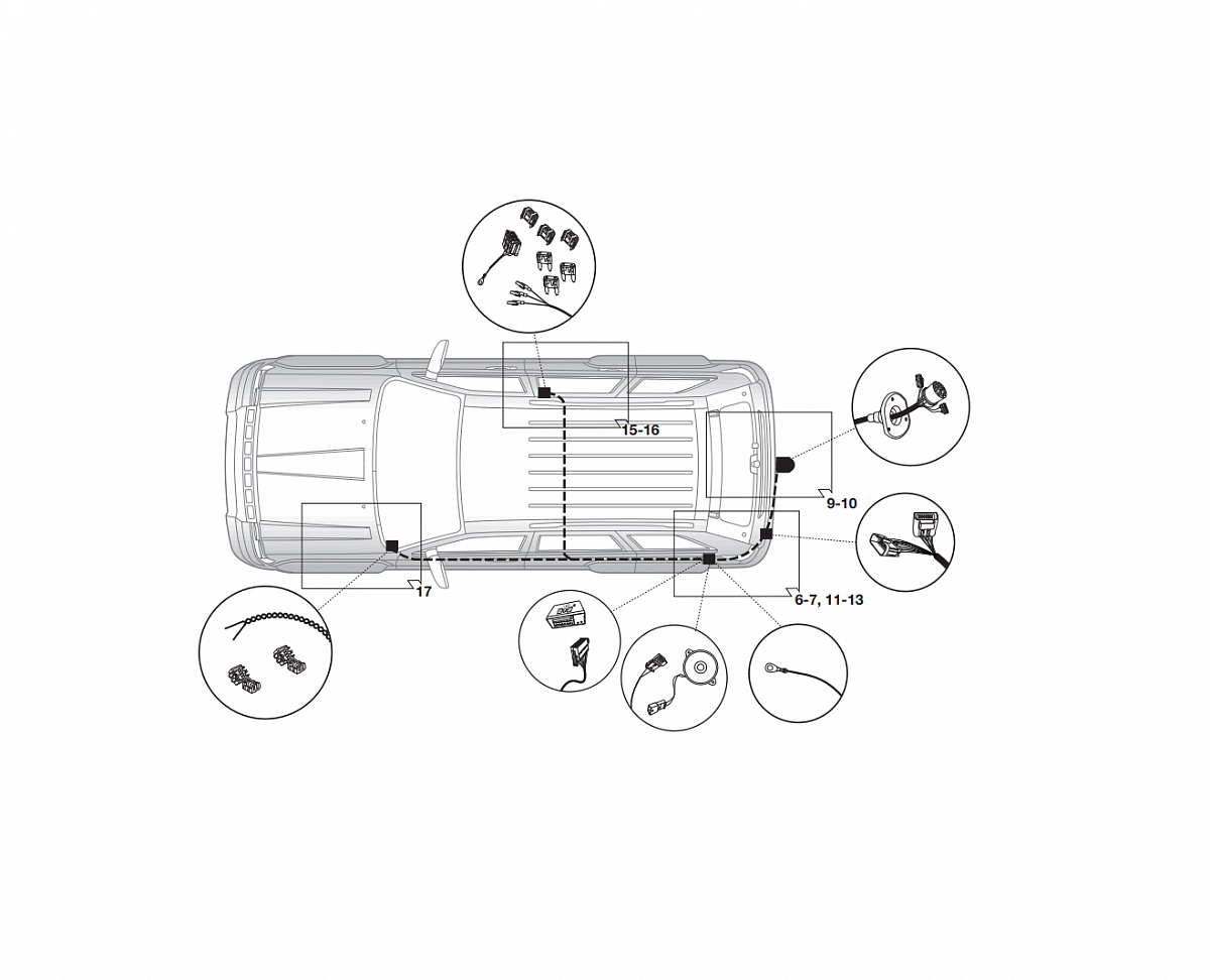 Электрика фаркопа Hak-System (13 pin) для Jeep Grand Cherokee (WK14) 2013-  21610510 в 