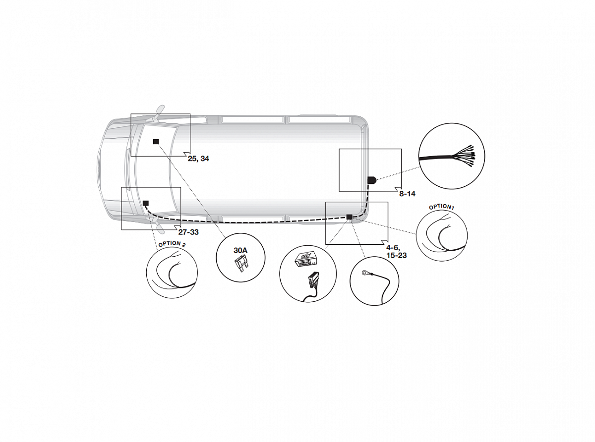 Электрика фаркопа Hak-System (13 pin) для Peugeot Expert 2007-2016 21500558 в 