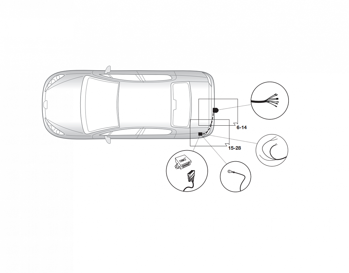 Электрика фаркопа Hak-System (13 pin) для Peugeot 407 (седан/купе/универсал) 2004-2010 21500558 в 