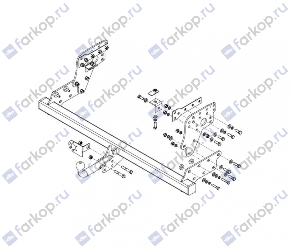 Фаркоп AvtoS для Mitsubishi L200 2014-2016, ( в т.ч. long) MI 28 в 