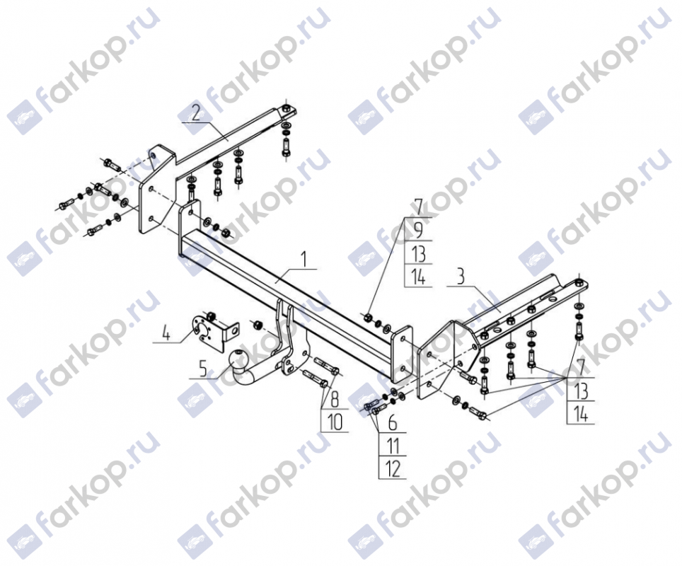 Фаркоп AvtoS для Subaru Forester (универсал) 2013-2018 Арт. SU 07 SU 07 в 