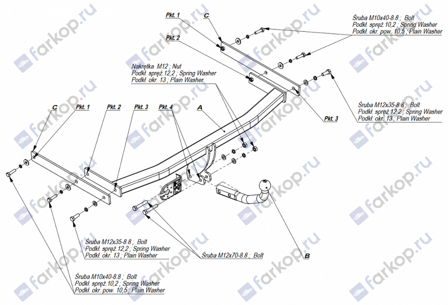 Фаркоп Imiola для Volkswagen Golf (универсал) 2008-2013 W.030 в 