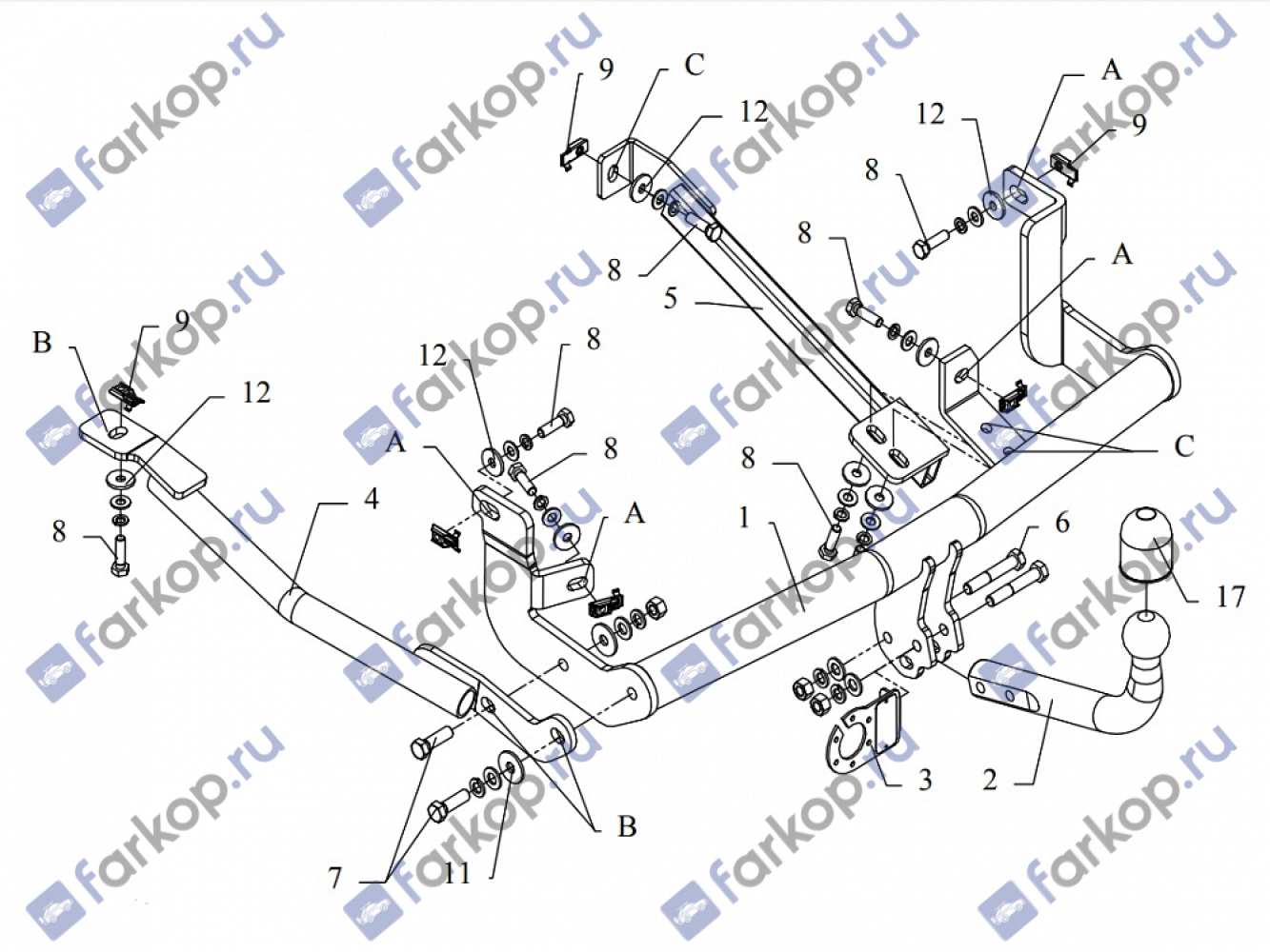 Фаркоп Auto-Hak для Peugeot Expert 1994-2006 R 17 в 