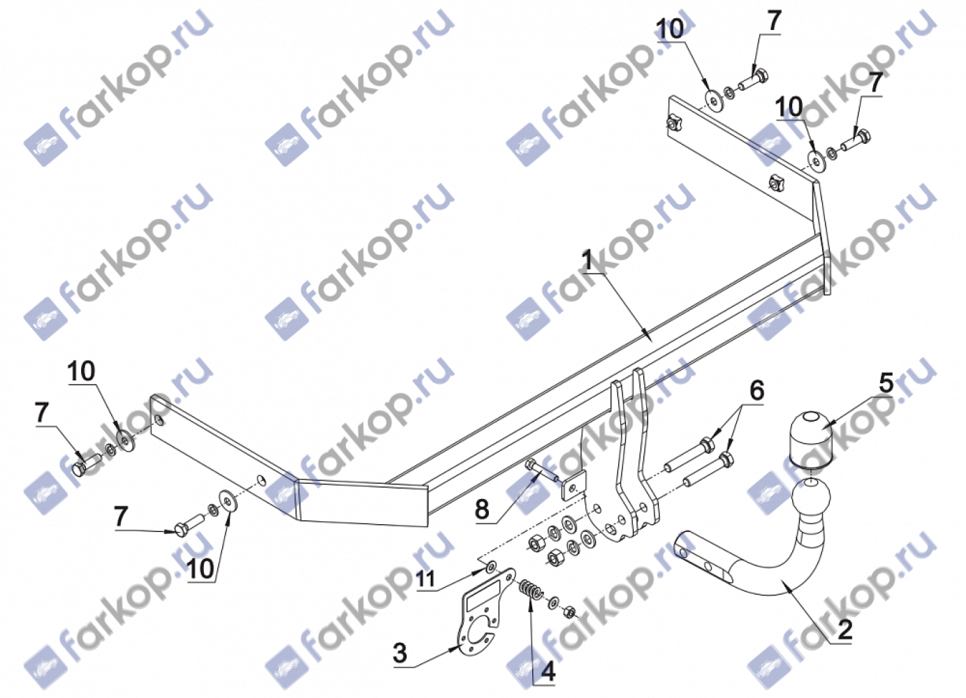 Фаркоп Auto-Hak для Audi A1(кроме S1) 2010-2015 K 52 в 