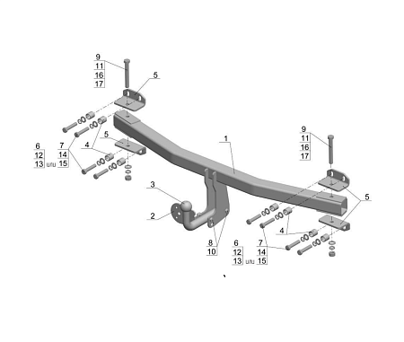 Фаркоп AvtoS для Volkswagen Touareg 2003-2010 Арт. VW 20 VW 20 в 