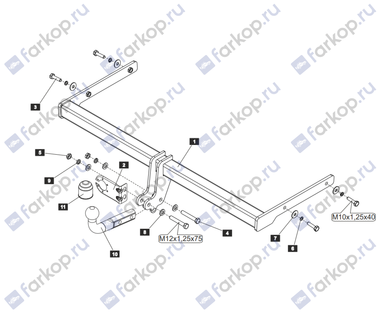 Фаркоп Sheriff для Volkswagen Polo (седан) 2010-2020 2882.12 в 