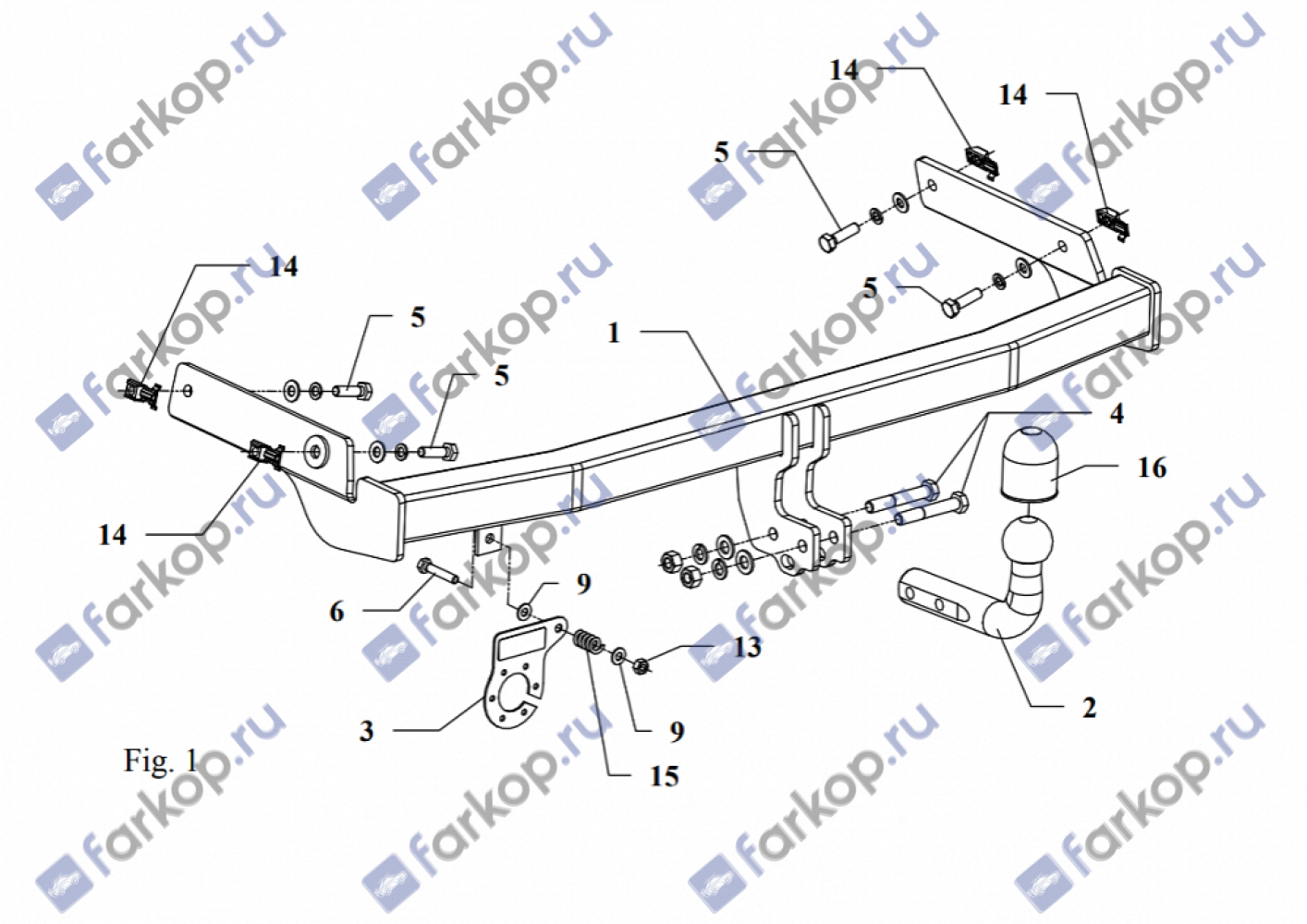 Фаркоп Auto-Hak для Peugeot 206 (3,5 дв) 1998-2003 Арт. F 14 F 14 в 