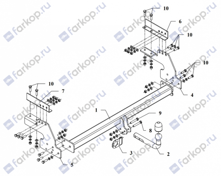 Фаркоп Auto-Hak для Nissan NP300 2008-2015, (пикап, трубчатый бампер) V 68 в 