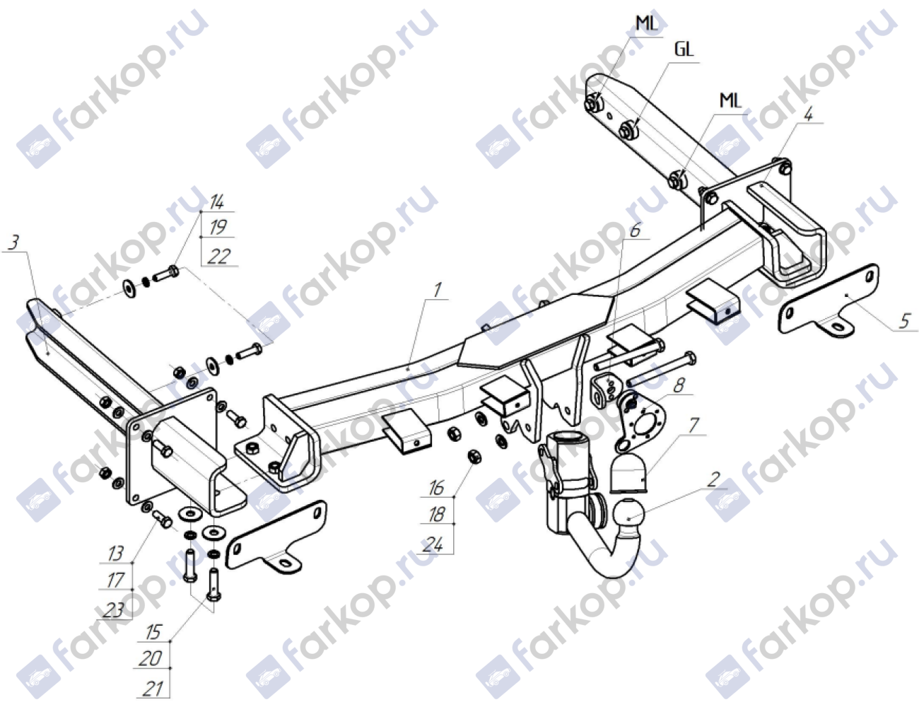 Фаркоп Oris для Mercedes GL-class 2006-2012 2255-D2 в 