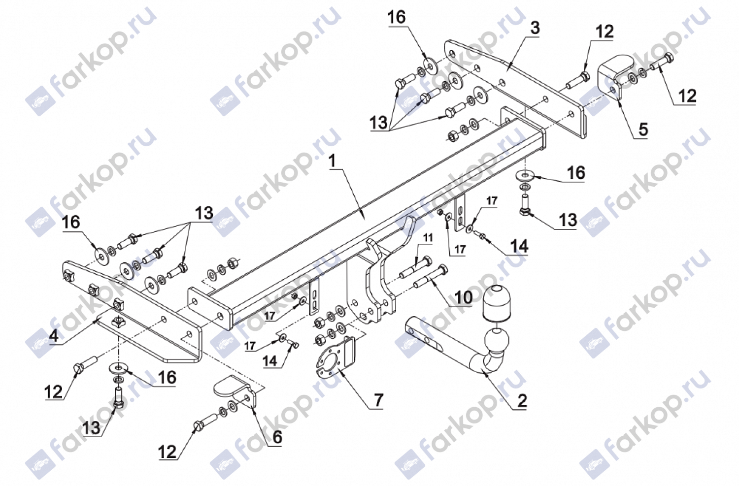 Фаркоп Auto-Hak для Jeep Grand Cherokee 2011-2022 JP 10 в 