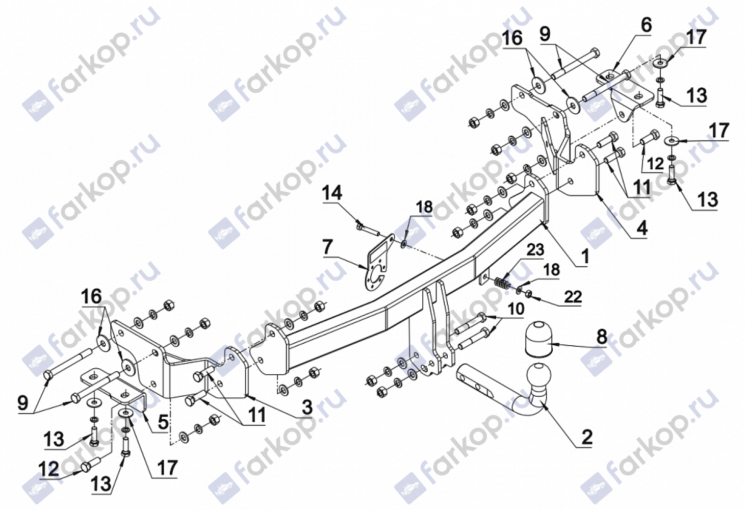 Фаркоп Auto-Hak для Hyundai Santa Fe 2012-2018 J 68 в 