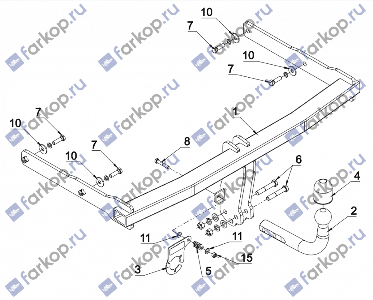 Фаркоп Auto-Hak для Audi A7 (sportback, Quattro, S-line) 2011-2017 A 30 в 