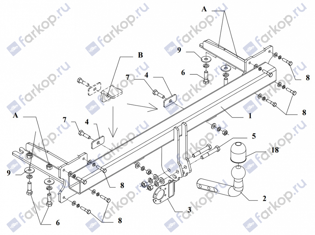 Фаркоп Auto-Hak для Kia Carnival 2000-2005 T 16 в 