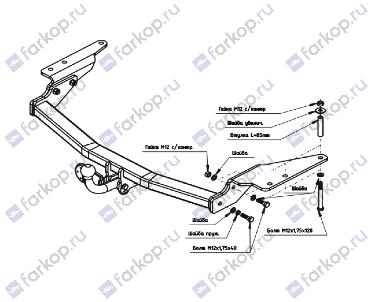 Фаркоп Oris для Ssang Yong Rexton 2003-2006 6405-A в 