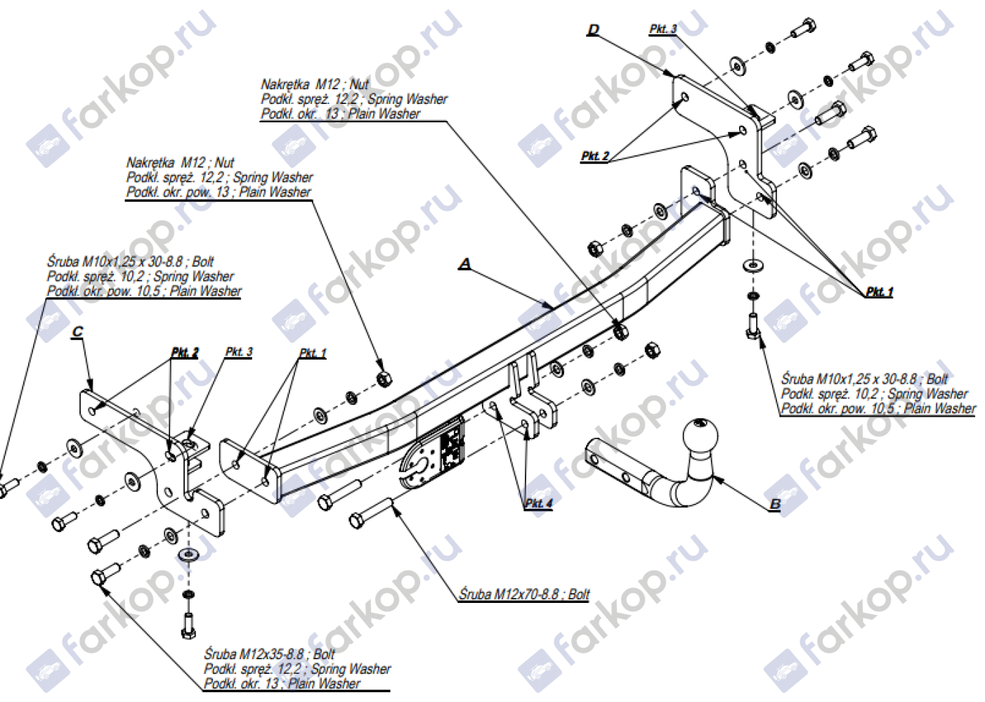 Фаркоп Imiola для Mitsubishi Lancer (седан, хетчбек, универсал) 2004-2007 Арт. Y.014 Y.014 в 