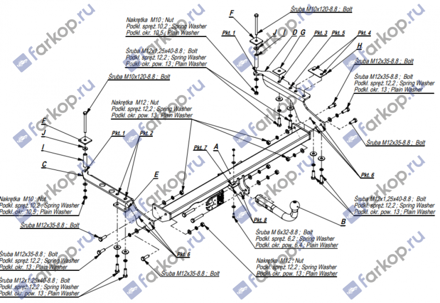 Фаркоп Imiola для Subaru Forester 1999-2002 U.001 в 