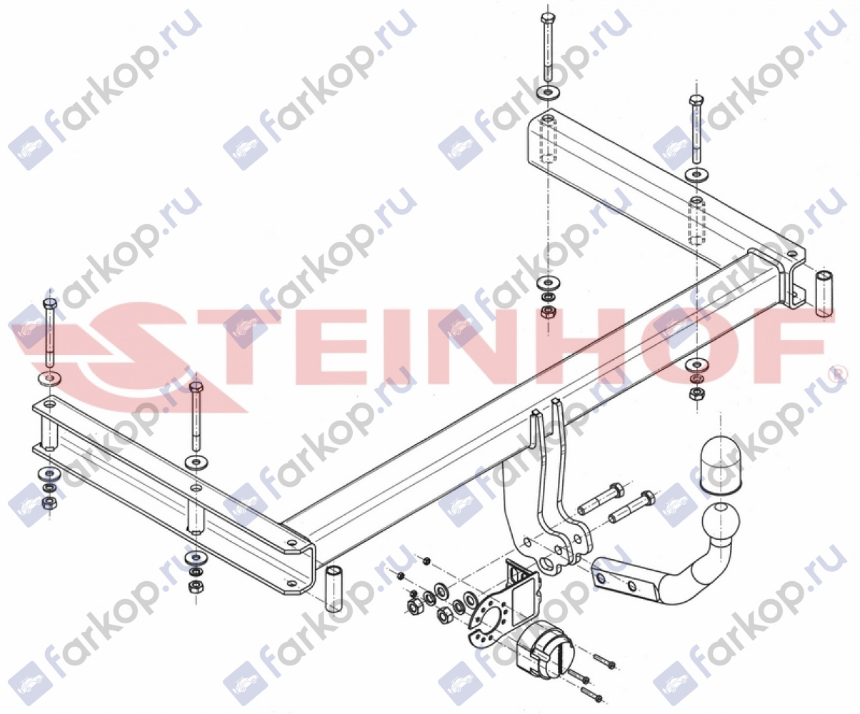 Фаркоп Steinhof для Audi A4 (Quattro) 2007-2015 A-074 в 