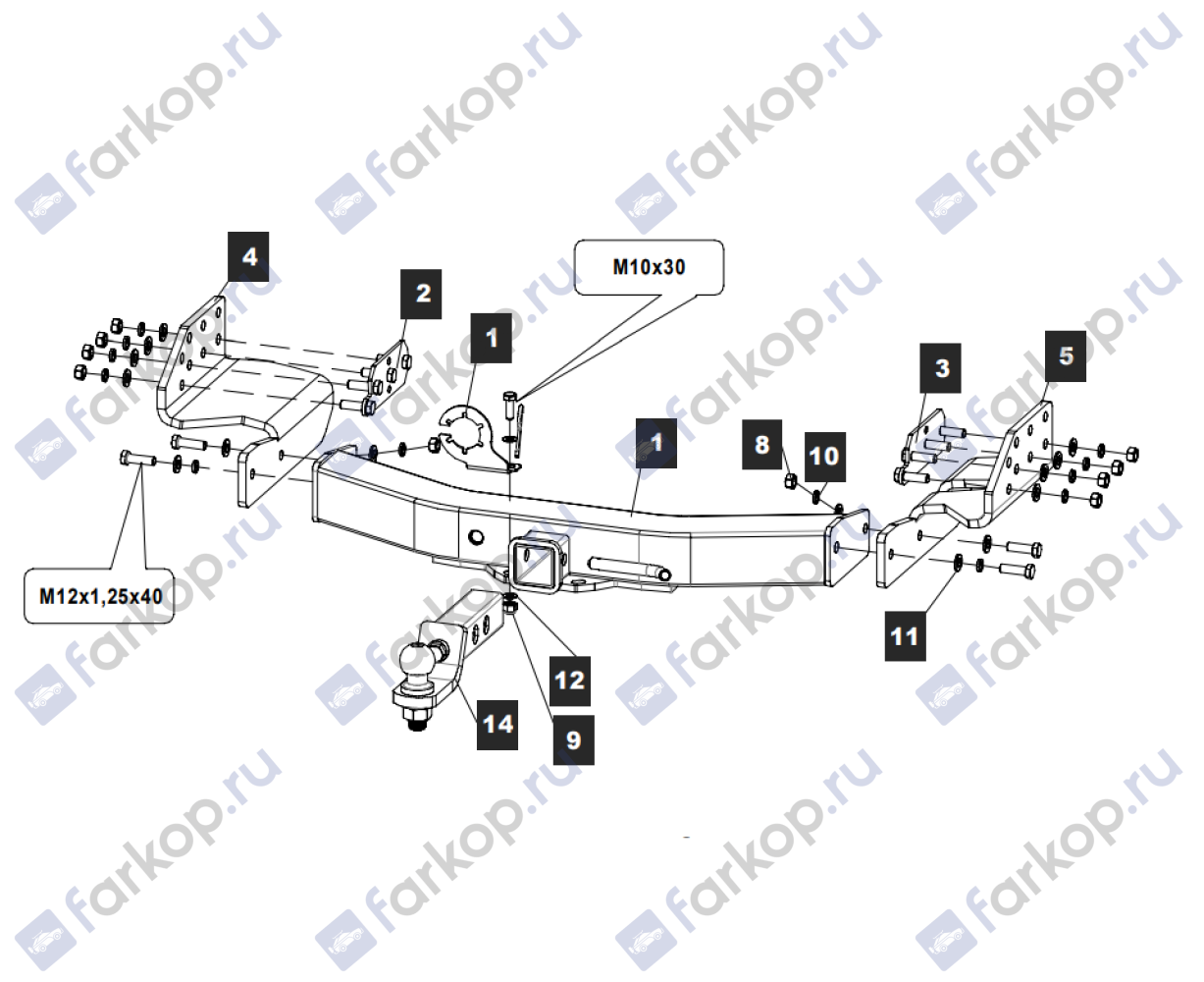 Фаркоп TowRus для Mitsubishi Pajero Sport 2021- 189379 в 