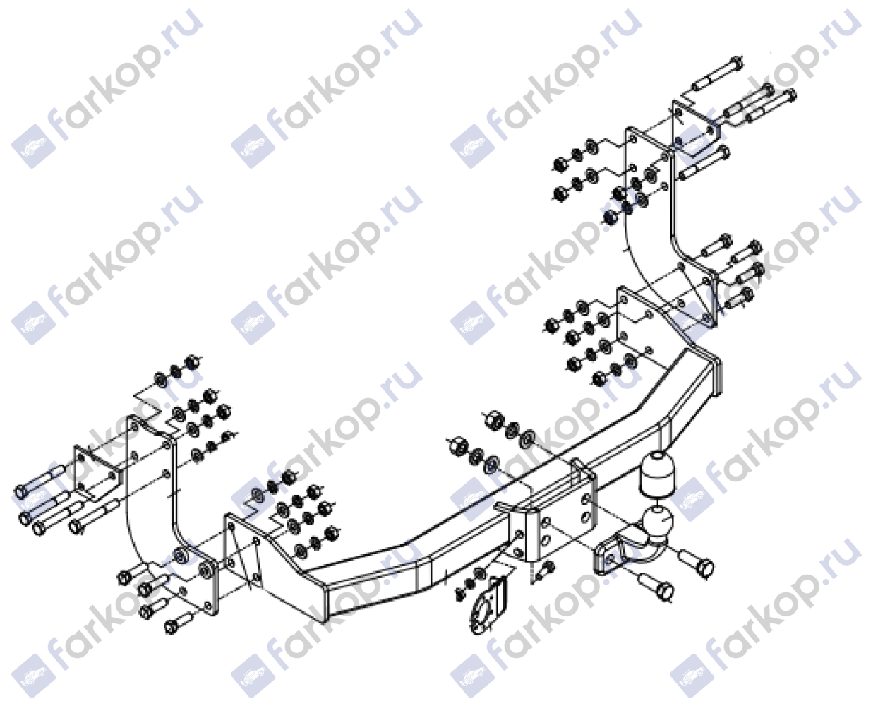 Фаркоп Auto-Hak для Mercedes Sprinter 1995-2006, (3,55м/4,025м со ступ,одинарные колеса) D 19 в 