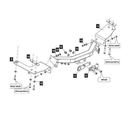 Фаркоп Baltex для Toyota Land Cruiser J100 GX 1998-2007 Арт. Y09E Y09E в 